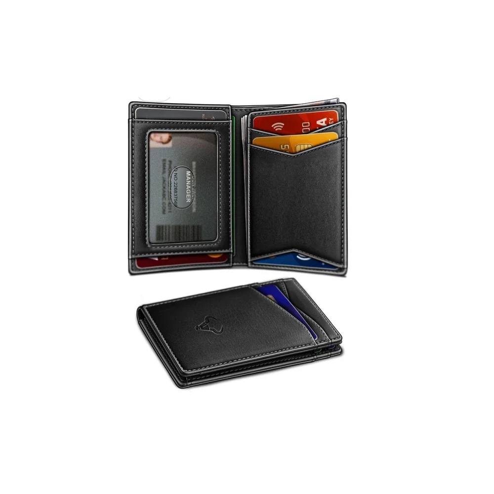 BULLIANT Men Slim Full Grain Wallet-Magnetic Closure-RFID Blocking 11 Cards